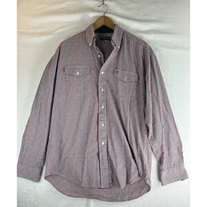 Stetson Western‎ Shirt Men's Medium Geometric Red Blue USA Ranch